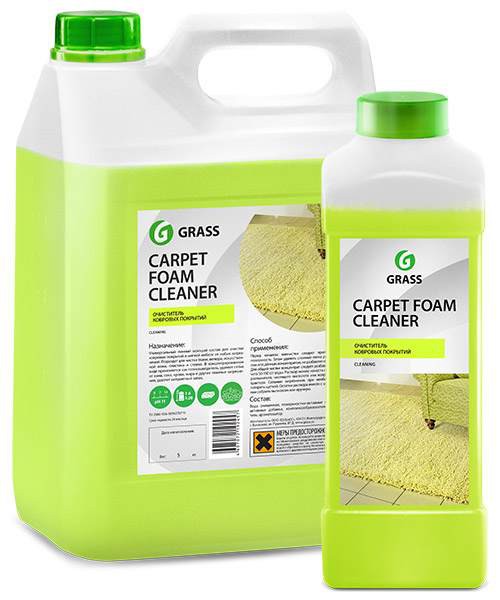 Carpet Foam Cleaner Очиститель ковровых покрытий GRASS Универсальный моющий состав с высоким пенообразованием для очистки ковровых покрытий от любых загрязнений. Подходит для чистки ткани, велюра, искусственной кожи, пластика и стекол.