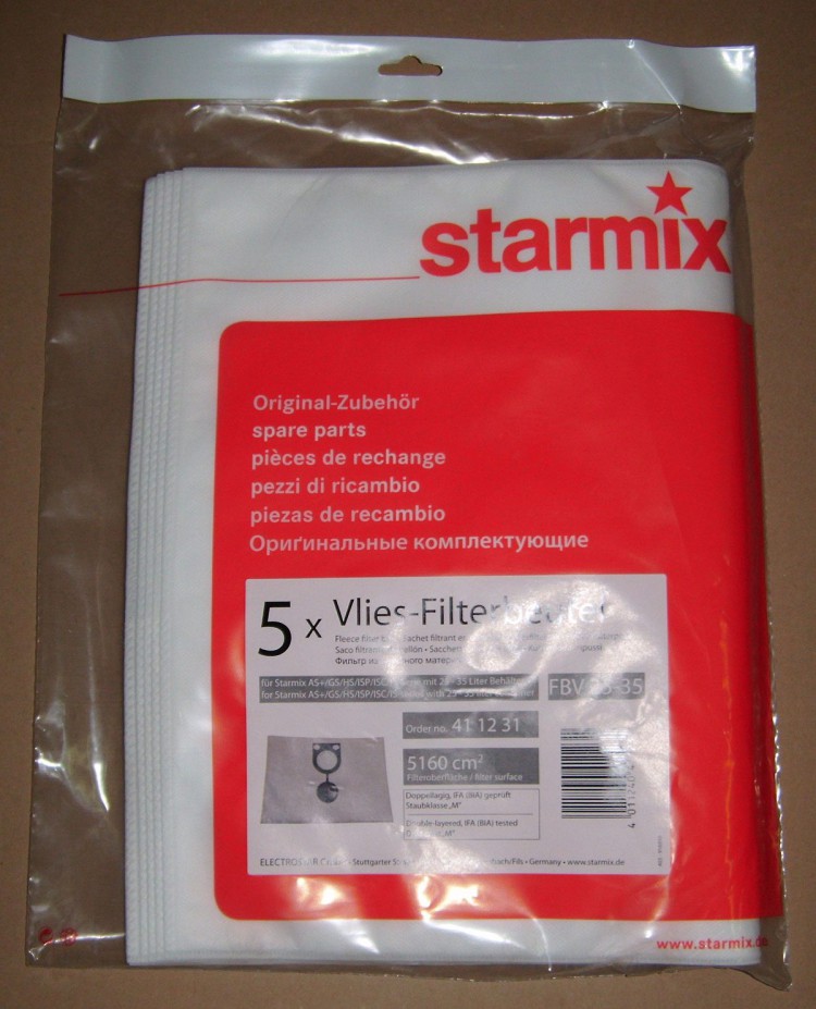 Starmix FBV 45-55 Мешок-фильтр Объёмом 45-55 л. Для пылесосов Starmix,серий AS+/GS/HS/ISP/ISC/IS