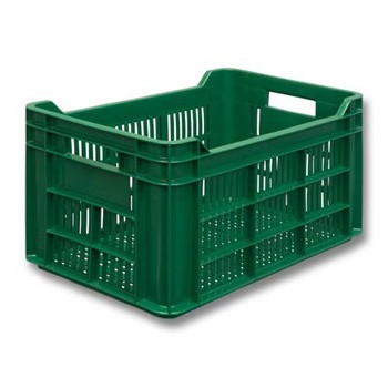 Ящик пластиковый для фруктов 112 перфорированный, полиэтилен высокой плотности, размеры 500x300x264 мм, внутренние размеры 470x275x225 мм