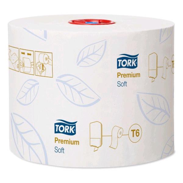 Tork Premium T6 Туалетная бумага в компактных рулонах Количество слоёв: 2.
Цвет: белый.
Перфорация: нет.
Тиснение: рисунок синего цвета в виде листочков.
Длина рулона: 90 м.
Ширина рулона: 99 мм.
Диаметр рулона: 132 мм